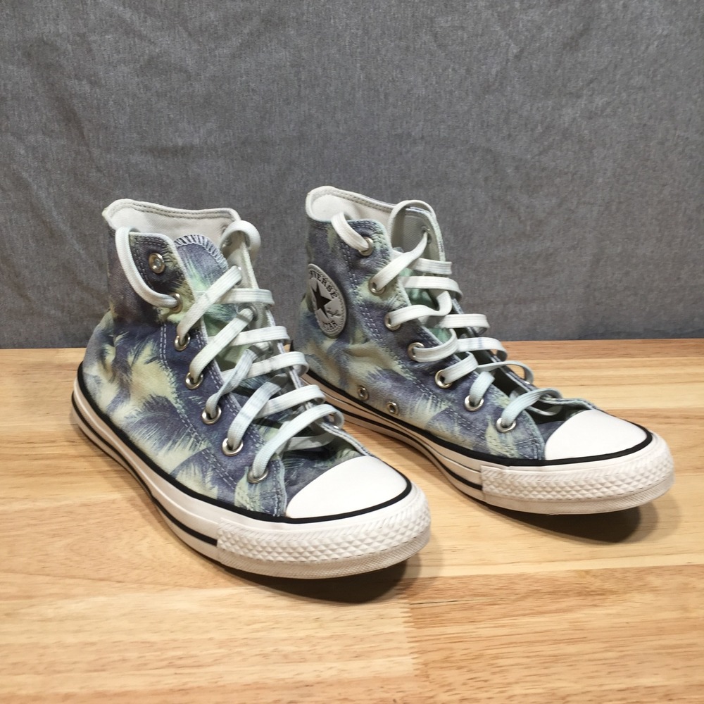 Converse Unisex Sneakers Chuck Taylor Palm Tree Print 8W 6M Blue Green Excellent